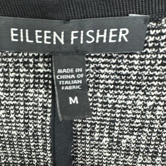 Eileen Fisher Womens Jacket Size M Tweed Knit Cotton Blend Black - Picture 2 of 6